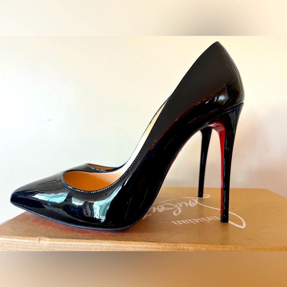 New Christian Louboutin Pigalle Follies 100 Black Patent Sz 37/7